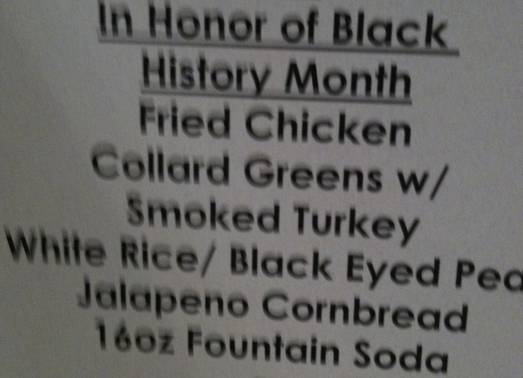 Black History Luncheon Menu